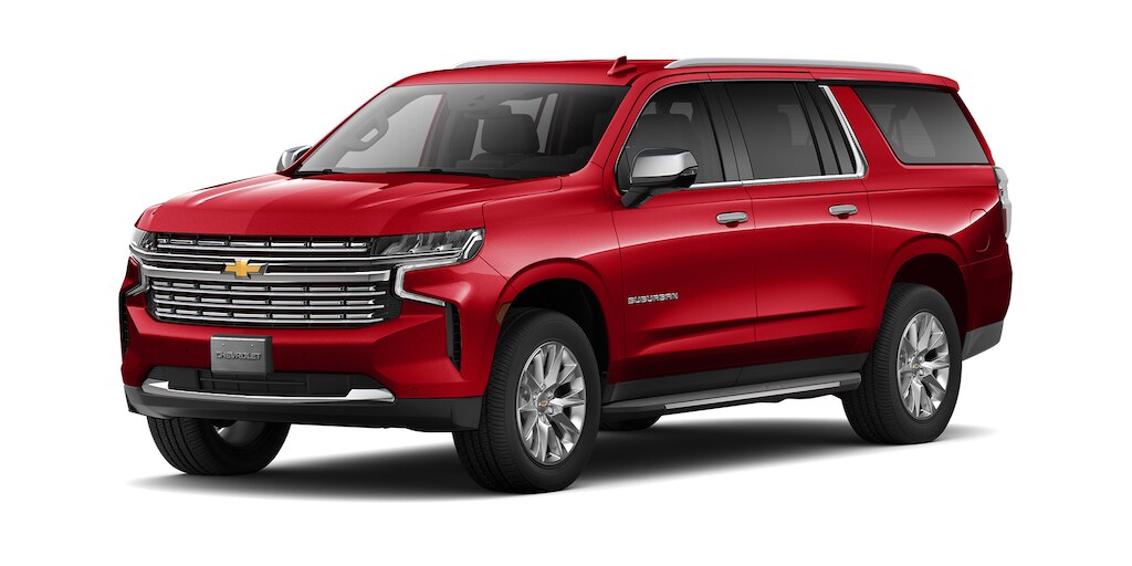 Chevrolet Suburban 2023 con faros LED en color rojo radiante